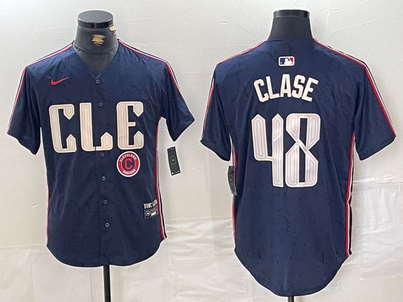 Men Cleveland Indians 48 Clase Blue City Edition Nike 2024 MLB Jersey style 4